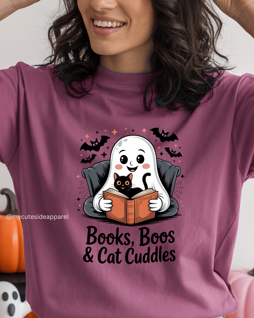 Halloween 2025 Books, Boos and Cat Cuddles Unisex T-Shirt (Copy)