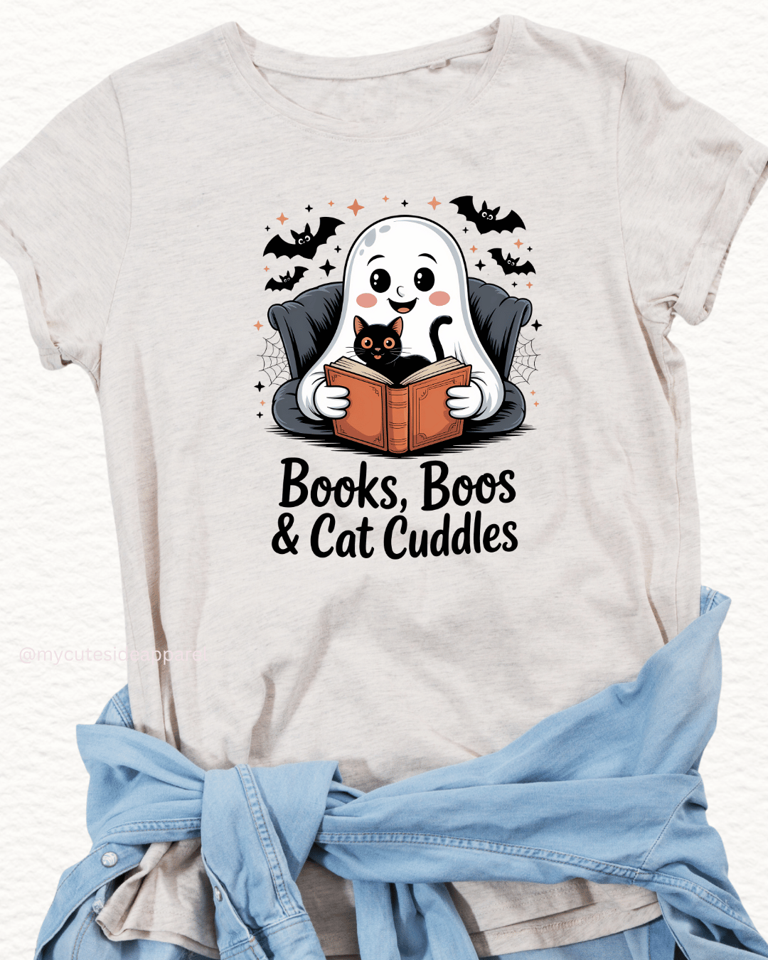 Halloween 2025 Books, Boos and Cat Cuddles Unisex T-Shirt (Copy)