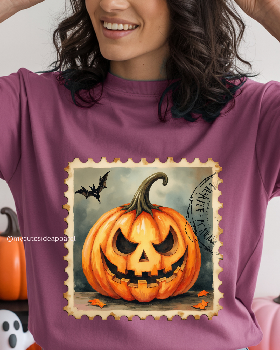 Halloween 2025 Pumpkin Stamp Unisex T-Shirt