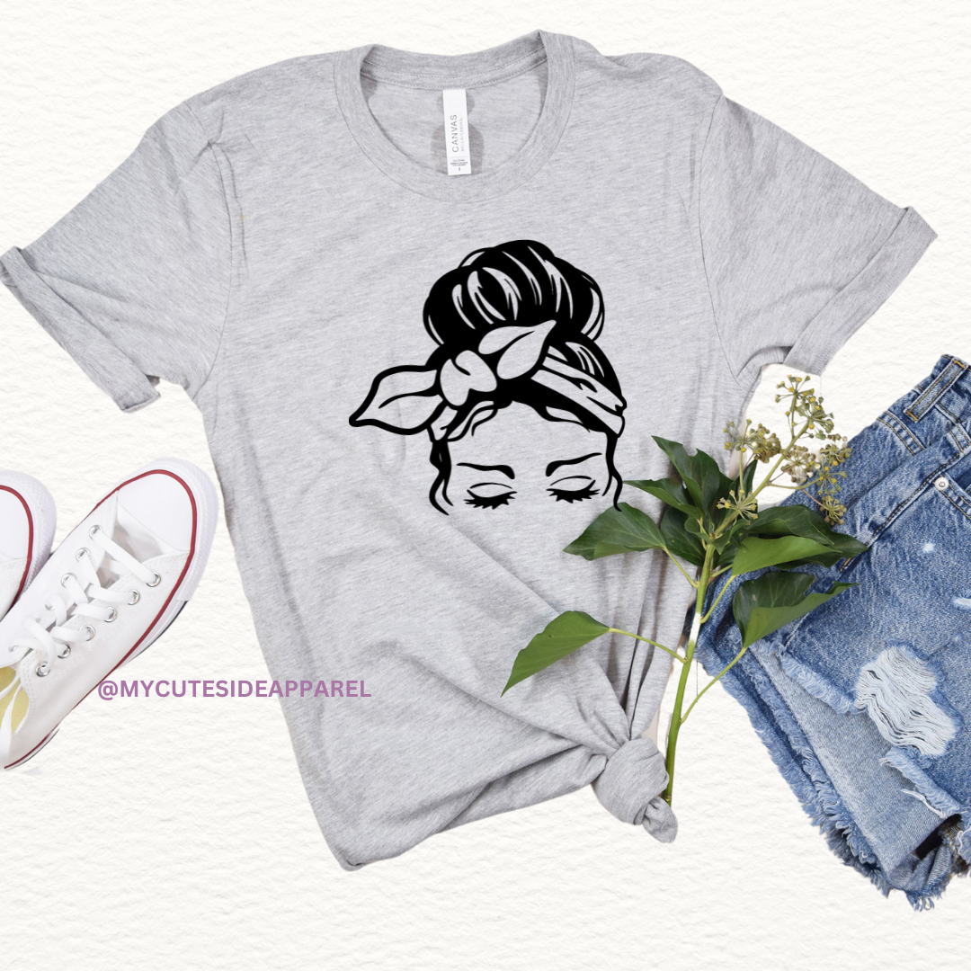 Woman in Messy Bun Unisex Short Sleeve T-Shirt