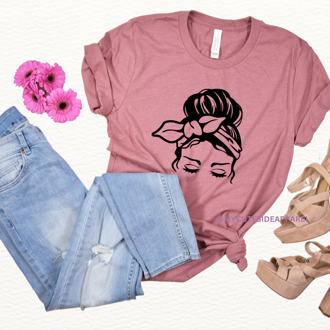 Woman in Messy Bun Unisex Short Sleeve T-Shirt