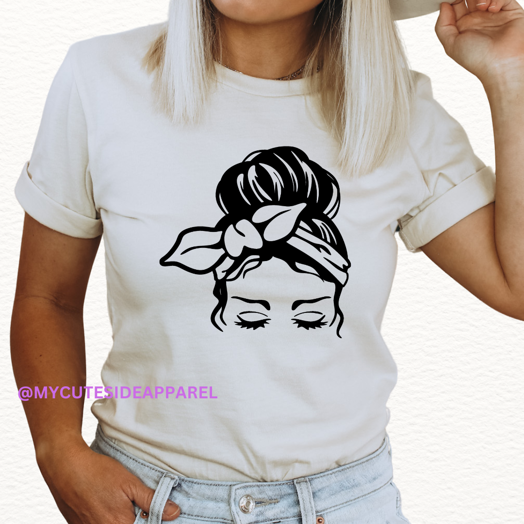 Woman in Messy Bun Unisex Short Sleeve T-Shirt