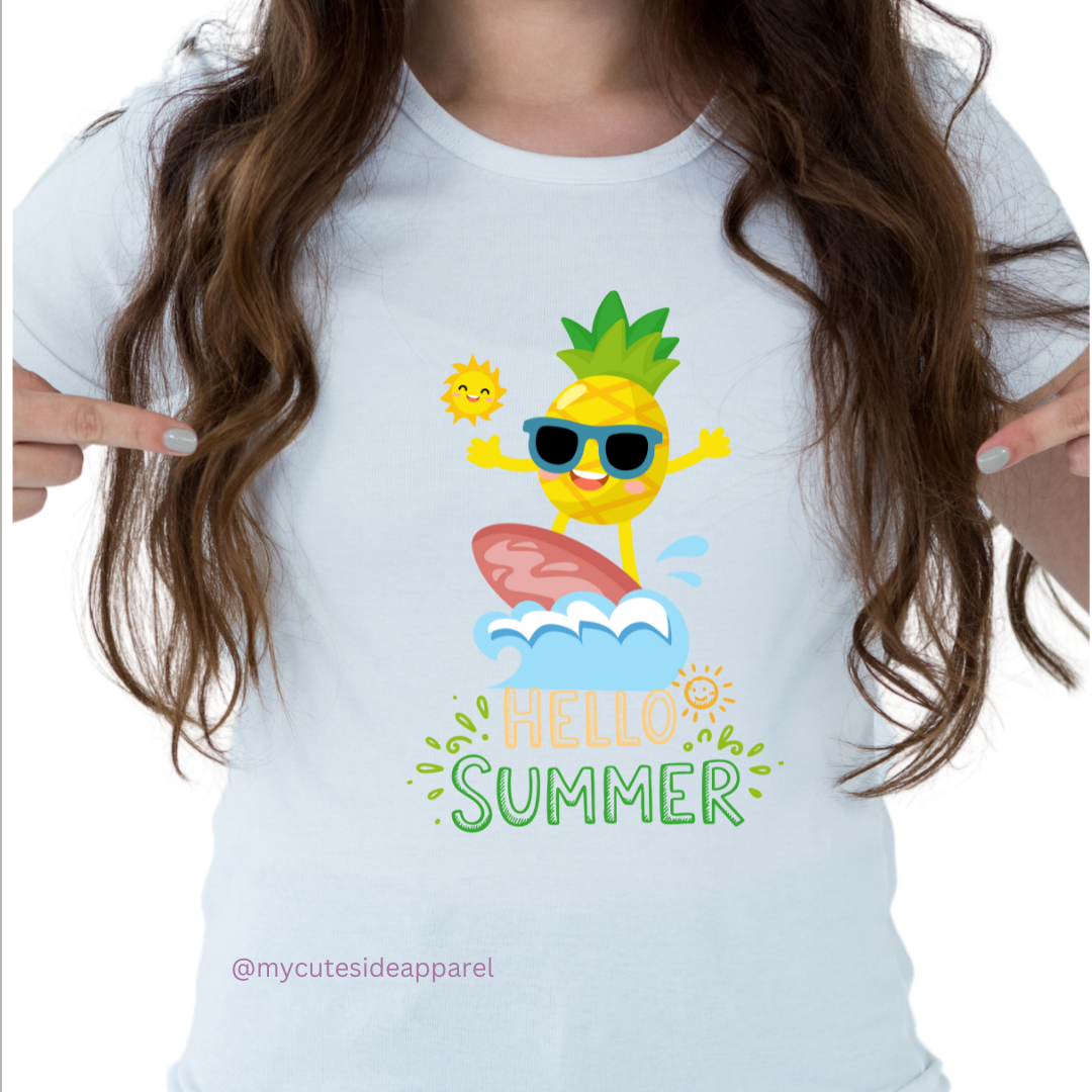 Surfer Pineapple Hello Summer Unisex T-Shirt